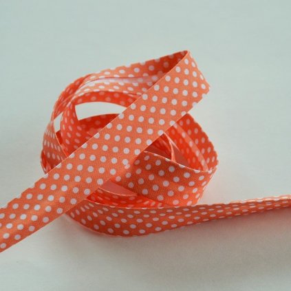 0,5 m šikmý proužek lososový s puntíky 18 mm (bavlna/polyester)