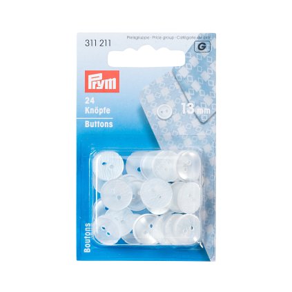 Prym knoflíky kulaté 13mm, plastové, 24 ks