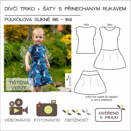 Saty prinechany rukav divci pulkolova sukne