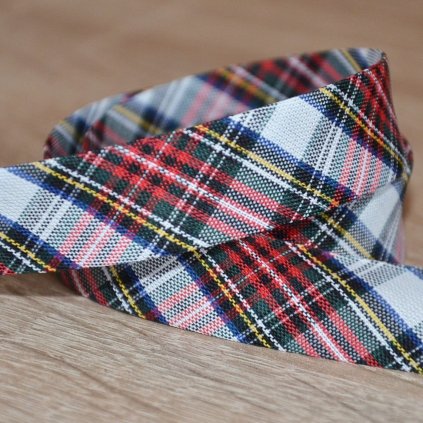 0,5 m šikmý proužek tartan kostičky barevné 18 mm (bavlna/polyester)