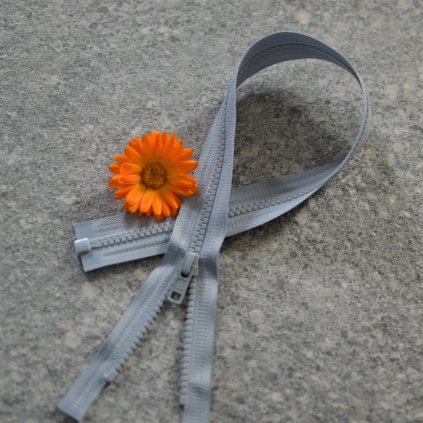 dělitelný kostěný zip YKK - 45 cm, světle šedá, FLAT design