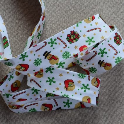 0,5 m šikmý proužek sněhuláci 30 mm (polyester/bavlna)