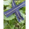 dělitelný spirálový zip YKK - 60 cm, tmavomodrý se stříbrnou spirálou