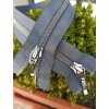 dělitelný spirálový zip YKK (2 jezdci) - 60 cm, šedý se stříbrnou spirálou