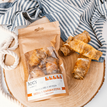 Rybí sušené maso pro psy z kůže okouníka a lá croissant pro psy a kočky | BiBi FOOD