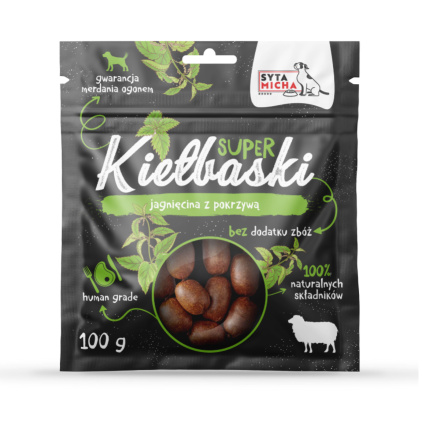 Klobásky jehněčí sušené maso pro psy s kopřivou | BiBi FOOD