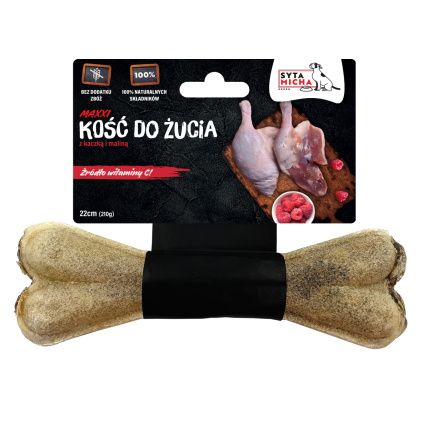 Kachní kost pro psy s malinami - MAXI