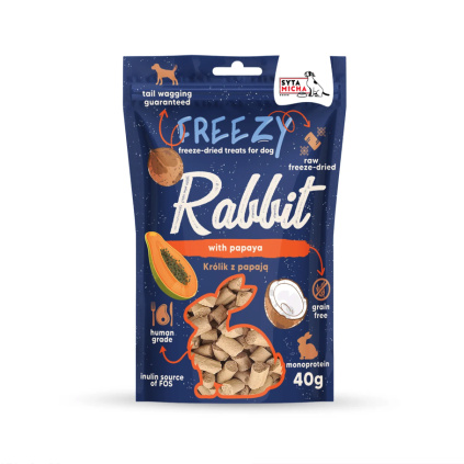 Lyofilizované psí pamlsky králičí sušené maso pro psy s papájou | BiBi FOOD