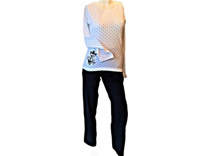 CALVI-Dívčí pyžamo Modrý Puntík bílý podklad