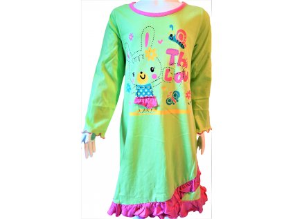 CALVI-Dívčí noční košile Králíček zelená