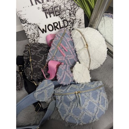 Jeans ledvinka LUXURY s kapsičkou bílá