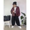 Koženková bunda LUXURY burgundy OVERSIZE