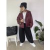Koženková bunda LUXURY burgundy OVERSIZE
