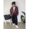 Koženková bunda LUXURY burgundy OVERSIZE