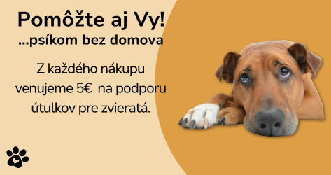 5 eur z nákupu venujeme na podporu psích útulkov