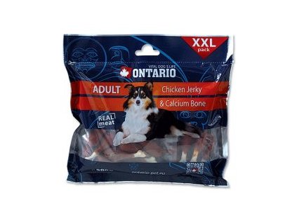 ONTARIO Snack Chicken Jerky + Calcium 500g- doprodej 3ks, exp: 8/2/2026