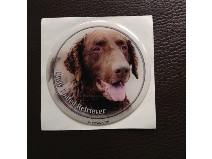 3D Samolepka 10 cm Curly Coated Retriever - hnědý - DOPRODEJ 1 ks