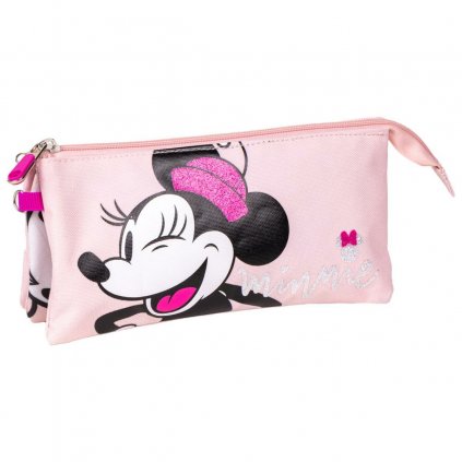 Három zsebes tolltartó Minnie Mouse 22,5 x 2 x 11,5 cm Rózsaszín