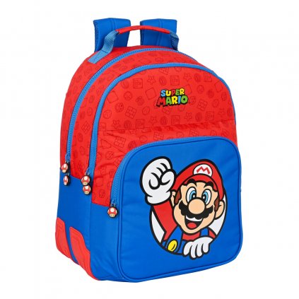 Iskolatáska Super Mario Piros Kék (32 x 42 x 15 cm)
