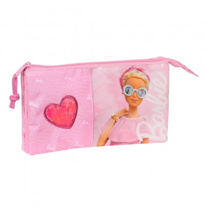 Három zsebes tolltartó Barbie Girl Rózsaszín 22 x 12 x 3 cm