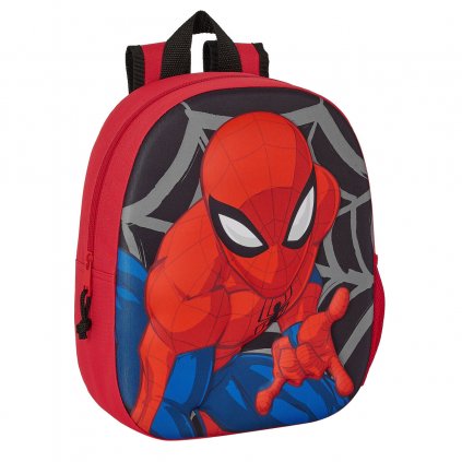 3D Iskolatáska Spiderman Fekete Piros 27 x 33 x 10 cm