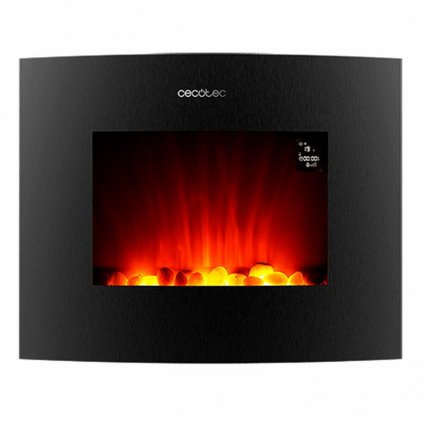 Fali dekoratív kandalló Cecotec 2650 CURVED Fekete 2000 W, 26", WiFi, 2 teljesítményszint, távirányító, ívelt panel, időzítő, 25 m2