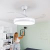 mennyezeti ventilator led del hangszoroval es 4 behuzhato lapattal notefan innovagoods feher 36 w oe49 5 104 cm 889076 (4)