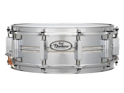 805x500 DUX1450BR 14x5 DuoLuxe Chrome Brass Snare Drum 405 Nicotine Marine Inlays