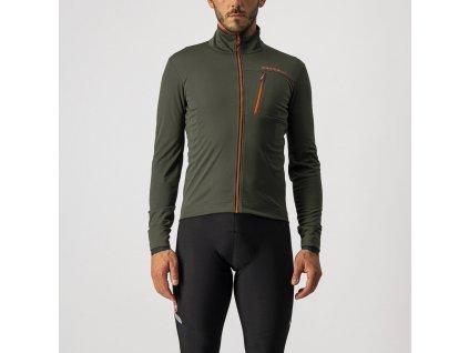 pánska cyklistická bunda CASTELLI - GO JACKET /  WINDSTOPPER®/  farba 075 military tmavozelená (Veľkosť XXL)