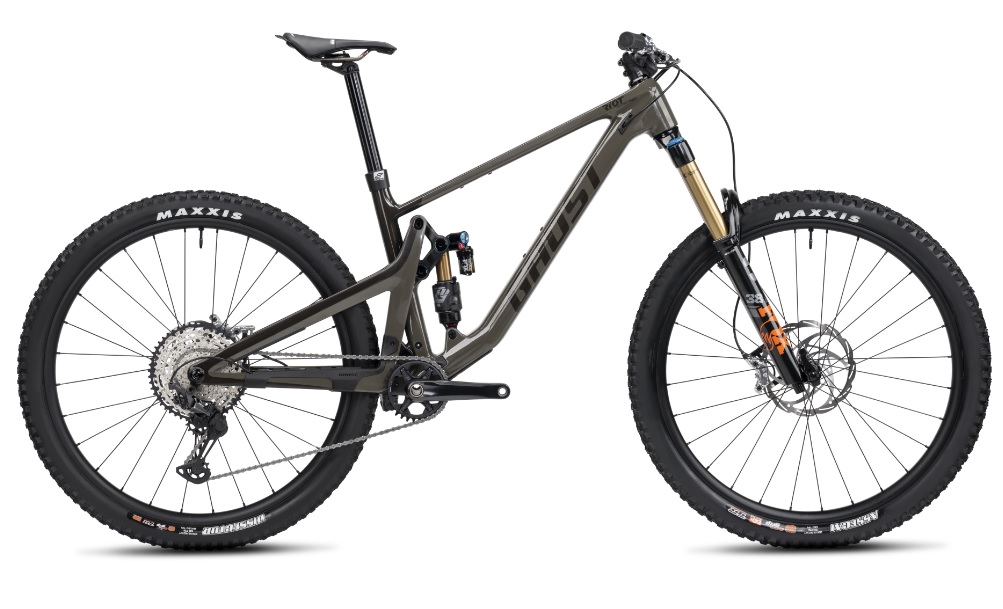 Celoodpružený horský bicykel GHOST Riot AM CF 160/140 Full Party Grey/Brown Veľkosť rámu: L na výšku postavy 178-190 cm