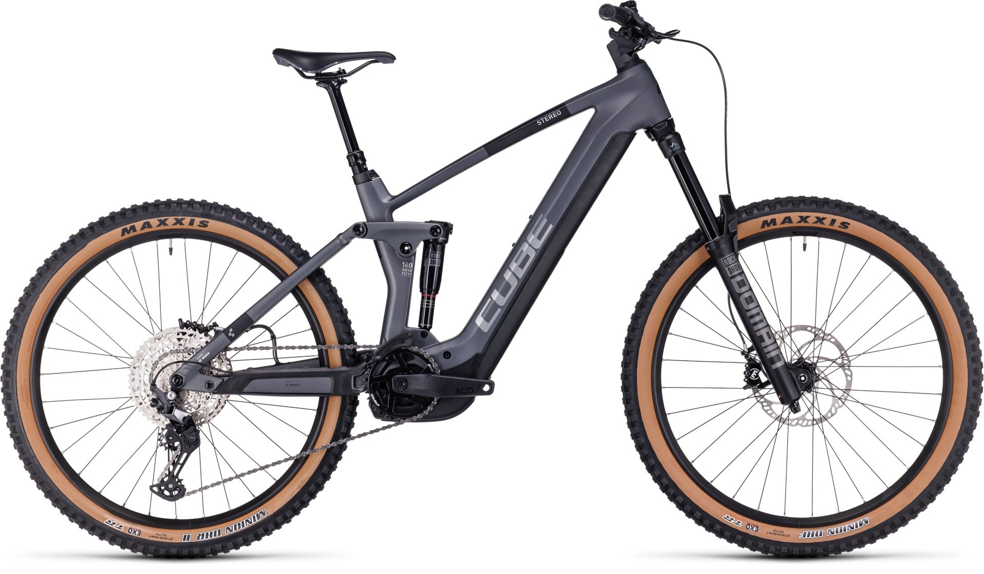 Celoodpružený horský elektrobicykel CUBE STEREO HYBRID 160 HPC RACE 625 27.5  grey n metal Veľkosť: XL na výšku postavy 186-200 cm