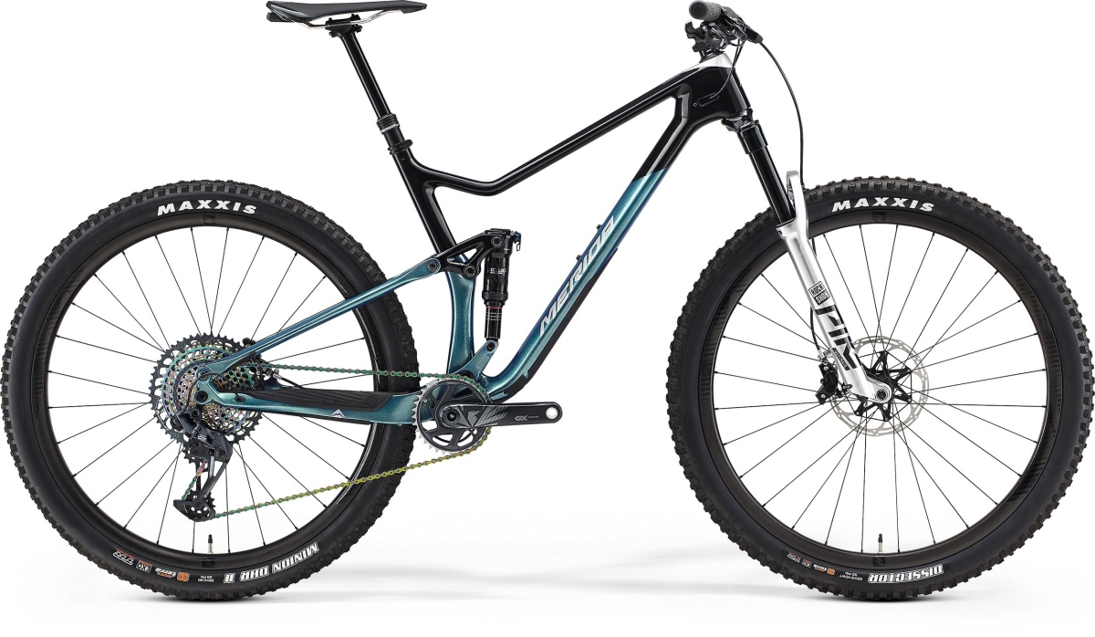 Celoodpružený horský bicykel Merida ONE-TWENTY 8000 strieborný/čierny/modrý 2021 Veľkosť: L na výšku postavy 177-190 cm