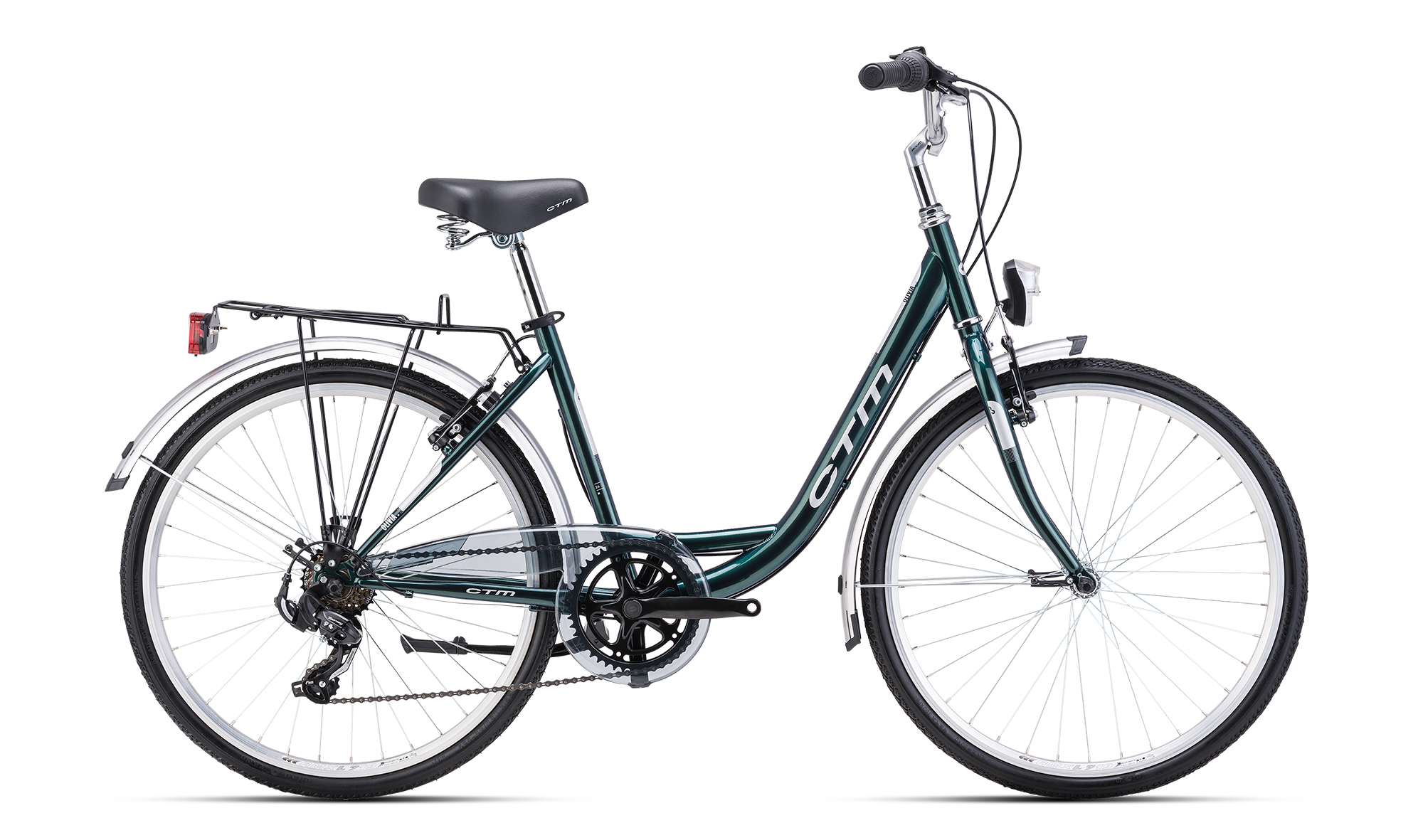 Mestský dámsky bicykel CTM OLIVIA 2.0 2025  tmavozelená perleť / strieborná