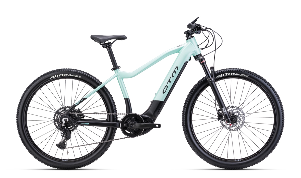 Dámsky horský elektrobicykel CTM RUBY Pro 27,5" 2024  matná čierna / tyrkysová perleť Veľkosť: L na výšku postavy 165-180 cm