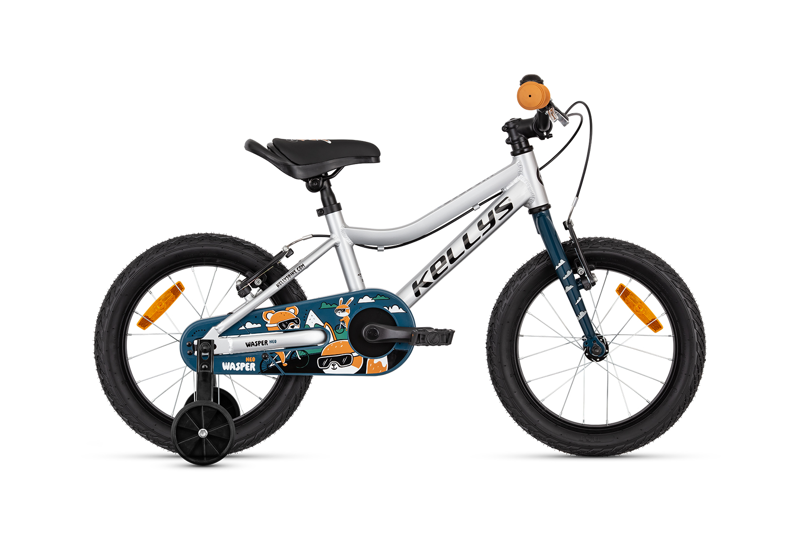 Detský bicykel KELLYS Wasper 16"  Neo Silver Veľkosť: 16" na výšku postavy 100 - 125 cm