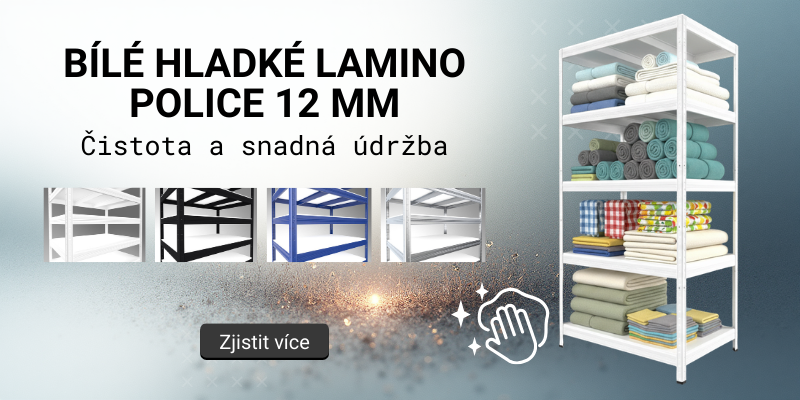 Kovové regály laminované police omyvatelné