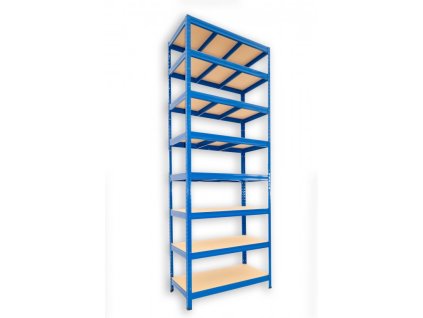Kovový regál do technické místnosti Biedrax 35 x 75 x 240 cm, modrý - 8 polic MDF, 275kg