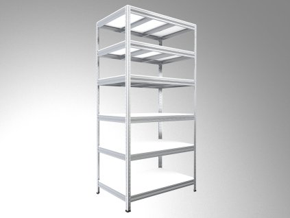 Abstellraum Regal mit weissböden Biedrax 50 x 120 x 270 cm verzinkt - 6 Laminatboden weiss