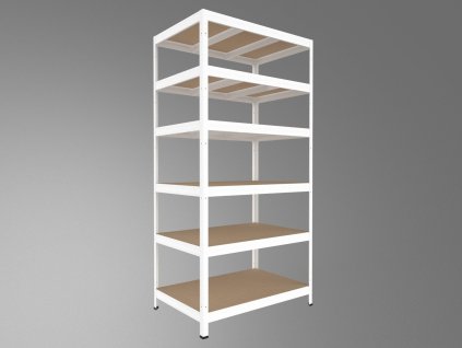 Kovový regál do domácnosti Biedrax 45 x 120 x 240 cm, biely - 6 políc MDF