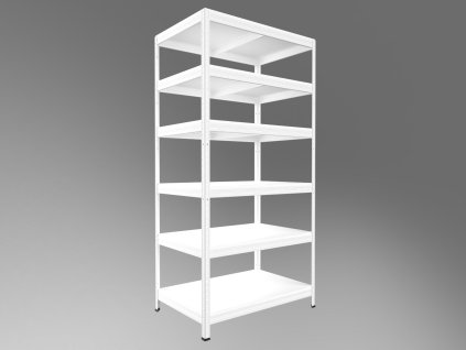 Kovový regál do domácnosti Biedrax 50 x 90 x 270 cm, bílý - 6 polic bílé lamino 12mm