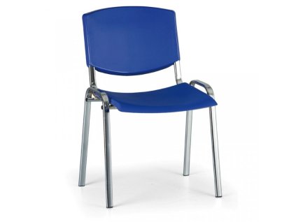 Konferenční plastová židle, modrá Biedrax Z8994m, podnož chromovaná