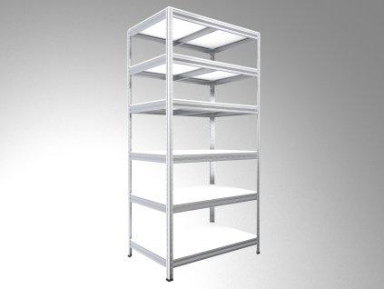 Lagerregal mit weissböden Biedrax 45 x 75 x 240 cm verzinkt - 6 Laminatboden weiss 12 mm