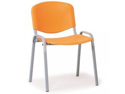 Konferenční plastová židle, oranžová Biedrax Z9522o, podnož šedá
