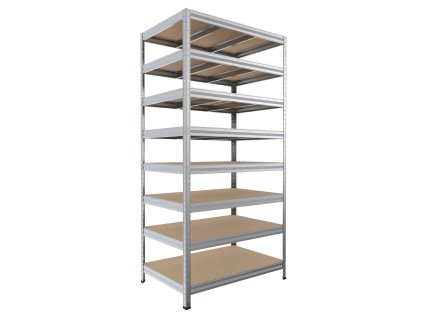 Regał metalowy półkowy Biedrax 35 x 90 x 240 cm, ocynkowany - 8 półek MDF, 300 kg