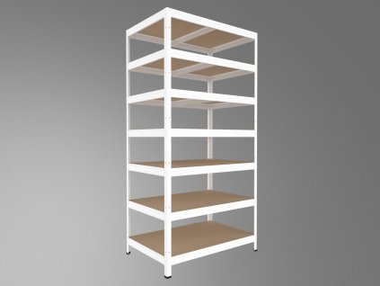 Policový regál Biedrax 50 x 75 x 210 cm, biely, 7 políc MDF, nosnosť 200 kg na policu