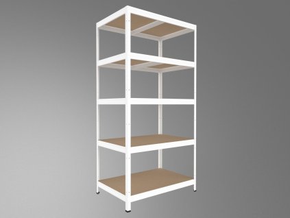 Kovový regál policový Biedrax 60 x 75 x 210 cm, bílý - 5 polic MDF