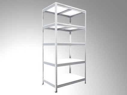 Schwerlastregal mit Laminatböden Biedrax 45 x 60 x 180 cm verzinkt - 5 Laminatboden weiss