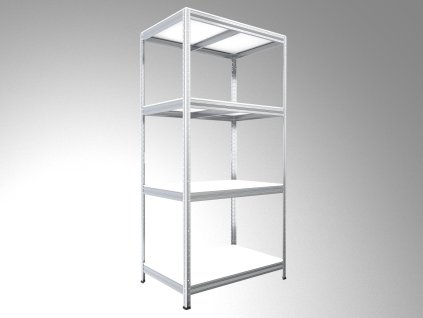 Schwerlastregal mit Laminatböden Biedrax 60 x 75 x 180 cm verzinkt - 4 Laminatboden weiss