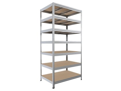 kovový regál bezskrutkový Biedrax 60 x 90 x 270 cm, pozinkovaný - 7 políc MDF, 300 kg