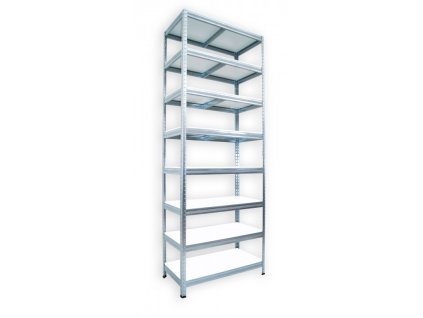 Steckregal mit Laminatböden Biedrax 45 x 60 x 210 cm verzinkt - 8 Laminatboden weiss 12 mm